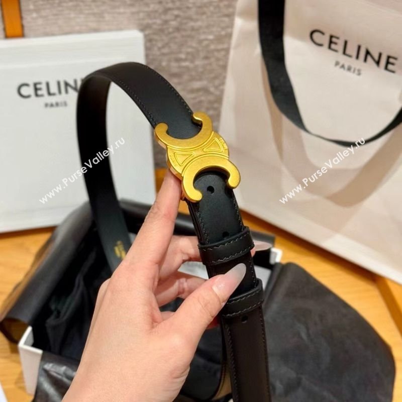 Celine Triomphe Supple Calfskin Leather Belt 2.5cm Black 2025 0911 (99-250911097)