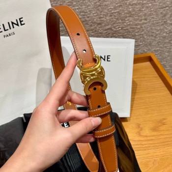 Celine Triomphe Supple Calfskin Leather Belt 2.5cm Brown 2025 0911 (99-250911096)