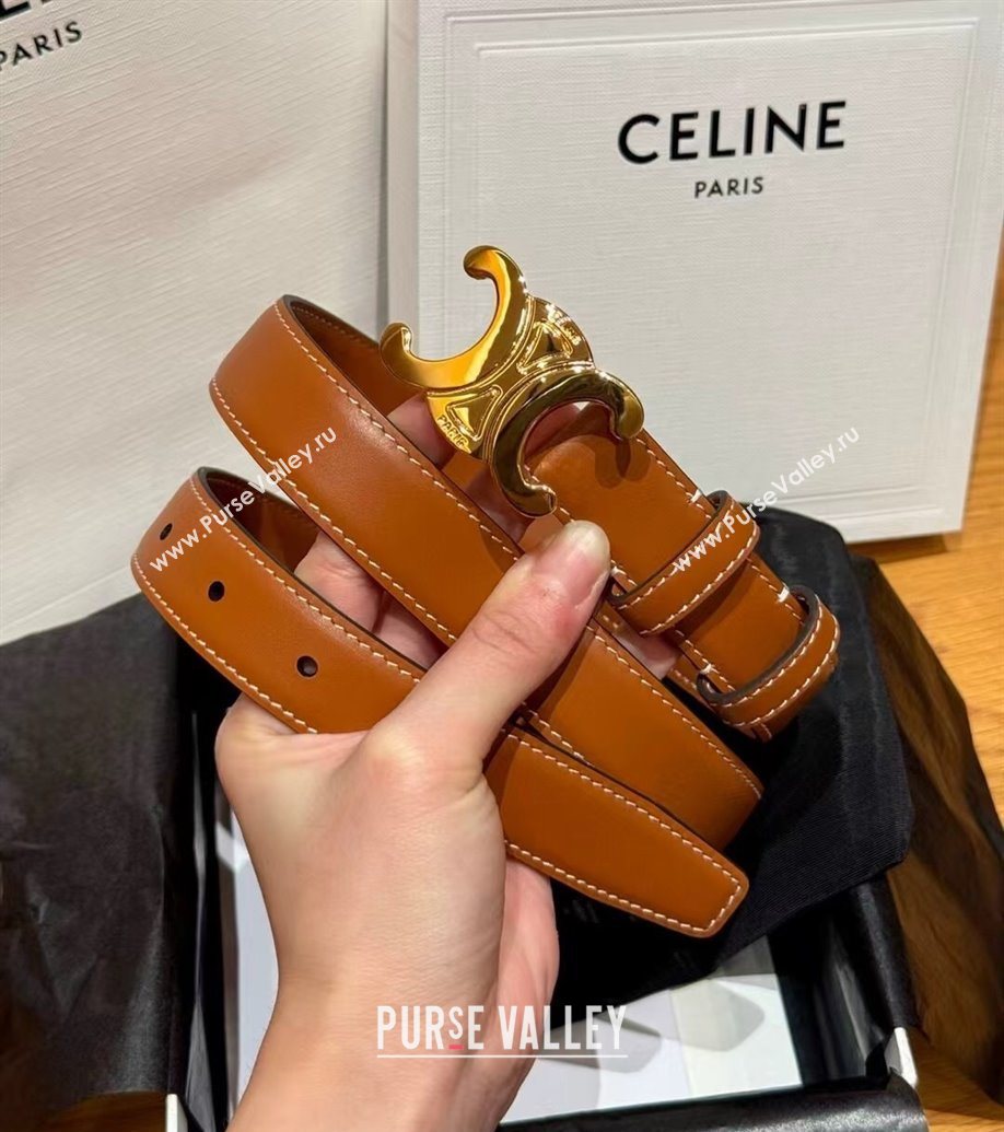 Celine Triomphe Supple Calfskin Leather Belt 2.5cm Brown 2025 0911 (99-250911096)