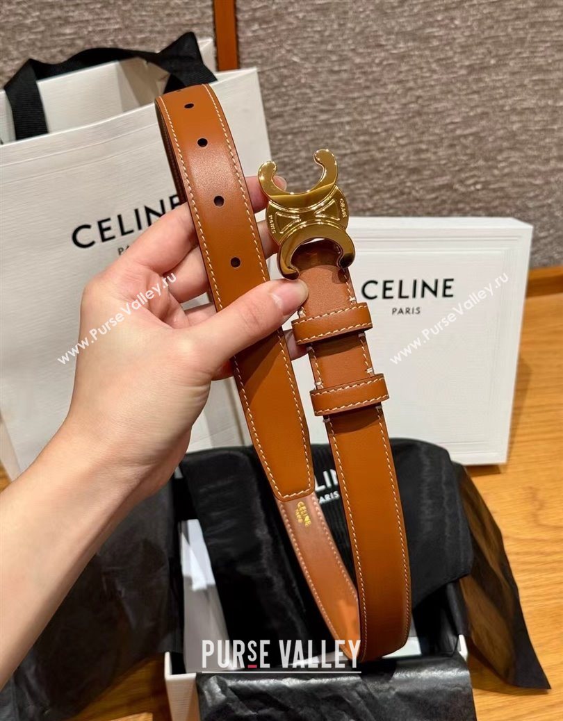 Celine Triomphe Supple Calfskin Leather Belt 2.5cm Brown 2025 0911 (99-250911096)