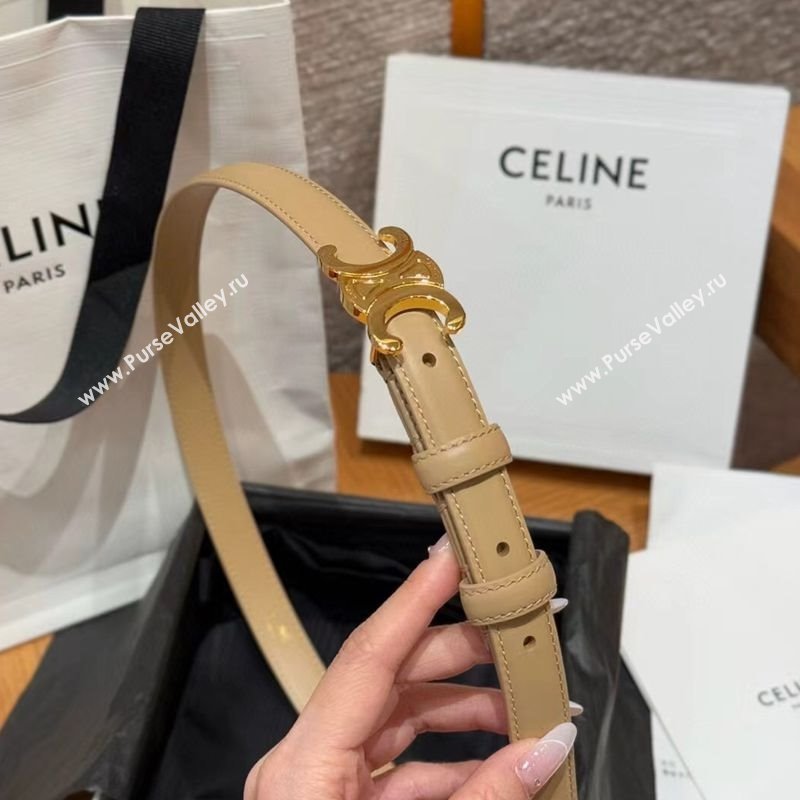 Celine Triomphe Supple Calfskin Leather Belt 1.8cm Beige 2025 0911 (99-250911090)