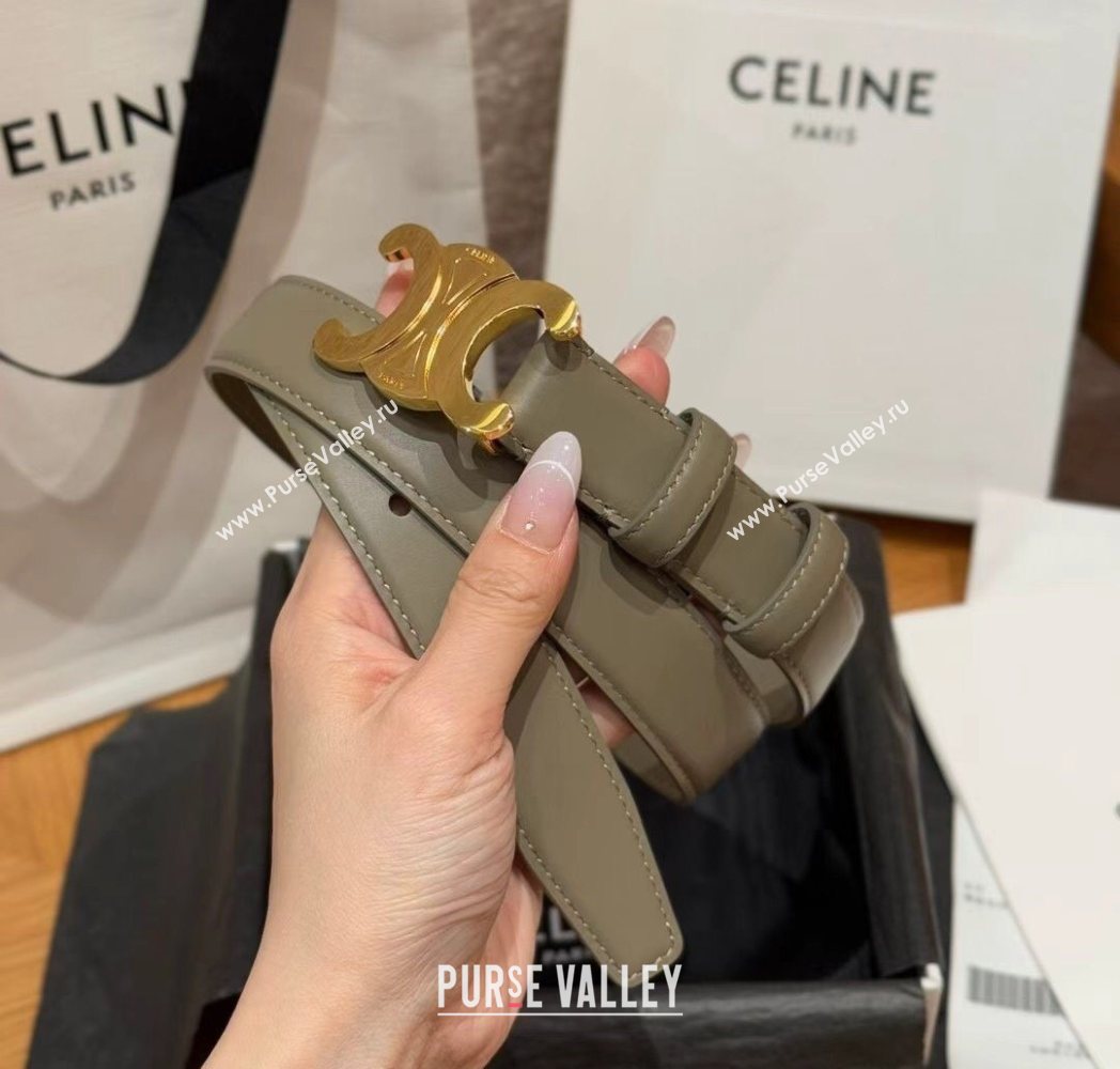 Celine Triomphe Supple Calfskin Leather Belt 2.5cm Green 2025 0911 (99-250911095)