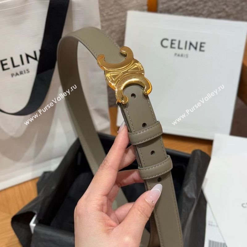 Celine Triomphe Supple Calfskin Leather Belt 2.5cm Green 2025 0911 (99-250911095)