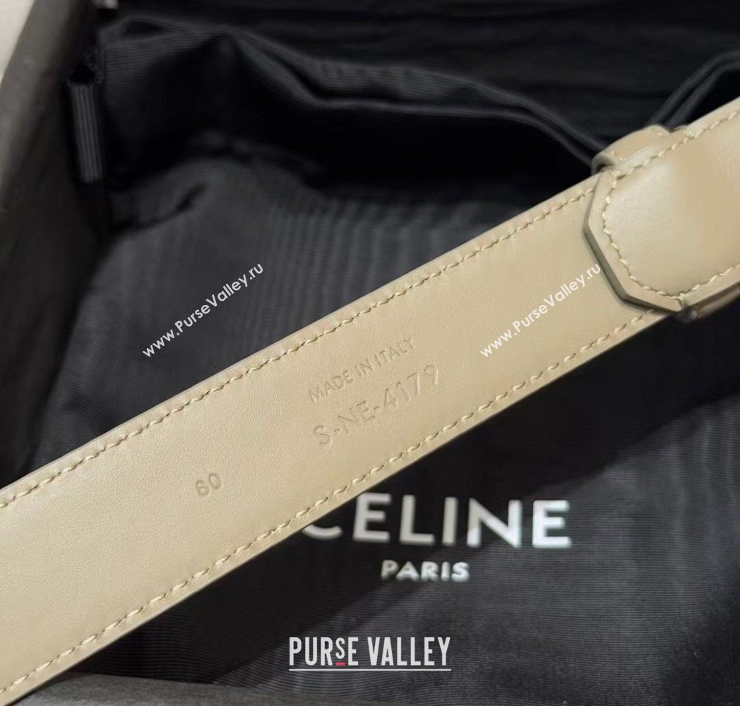 Celine Triomphe Supple Calfskin Leather Belt 2.5cm Green 2025 0911 (99-250911095)