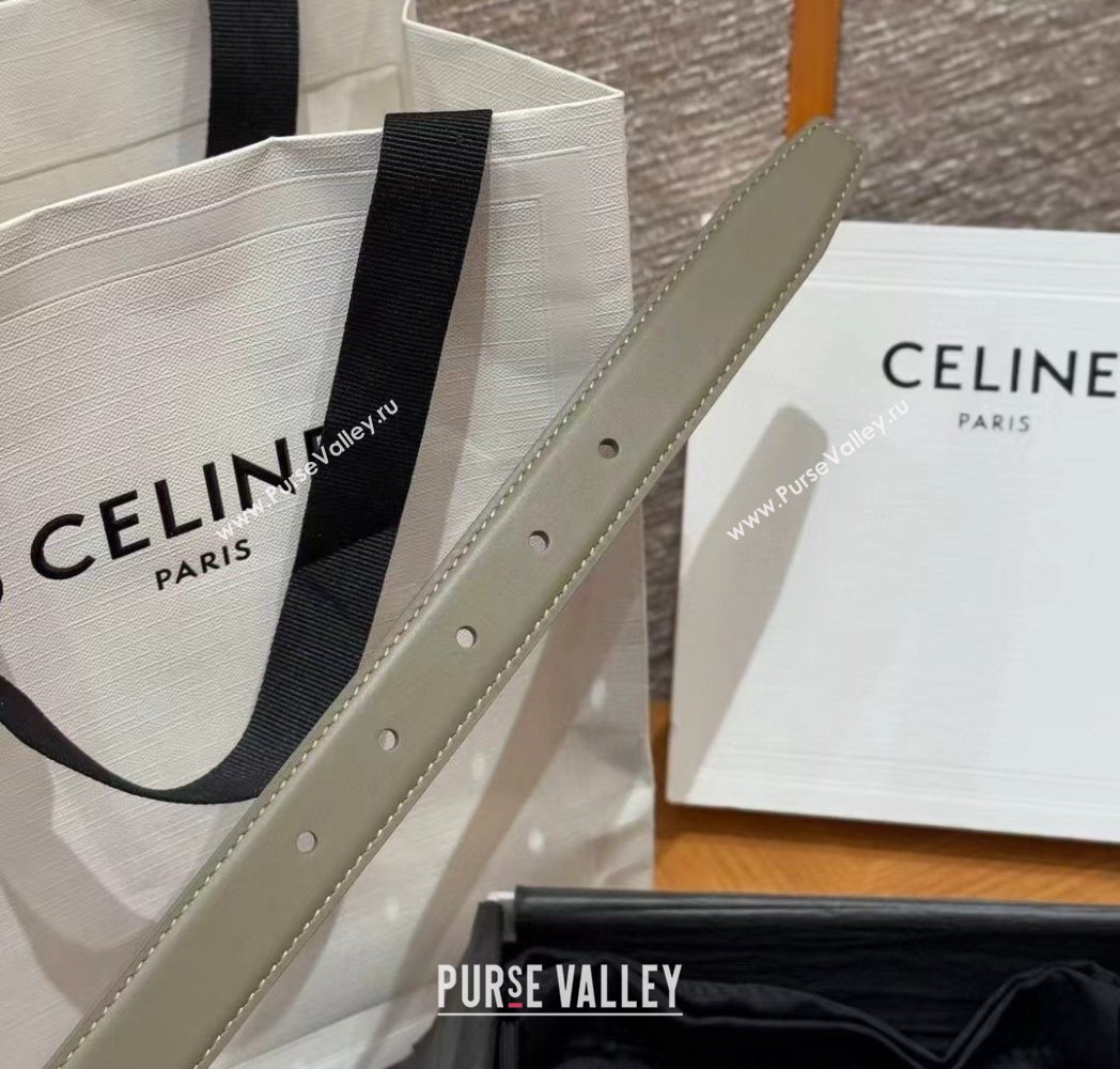 Celine Triomphe Supple Calfskin Leather Belt 2.5cm Green 2025 0911 (99-250911095)