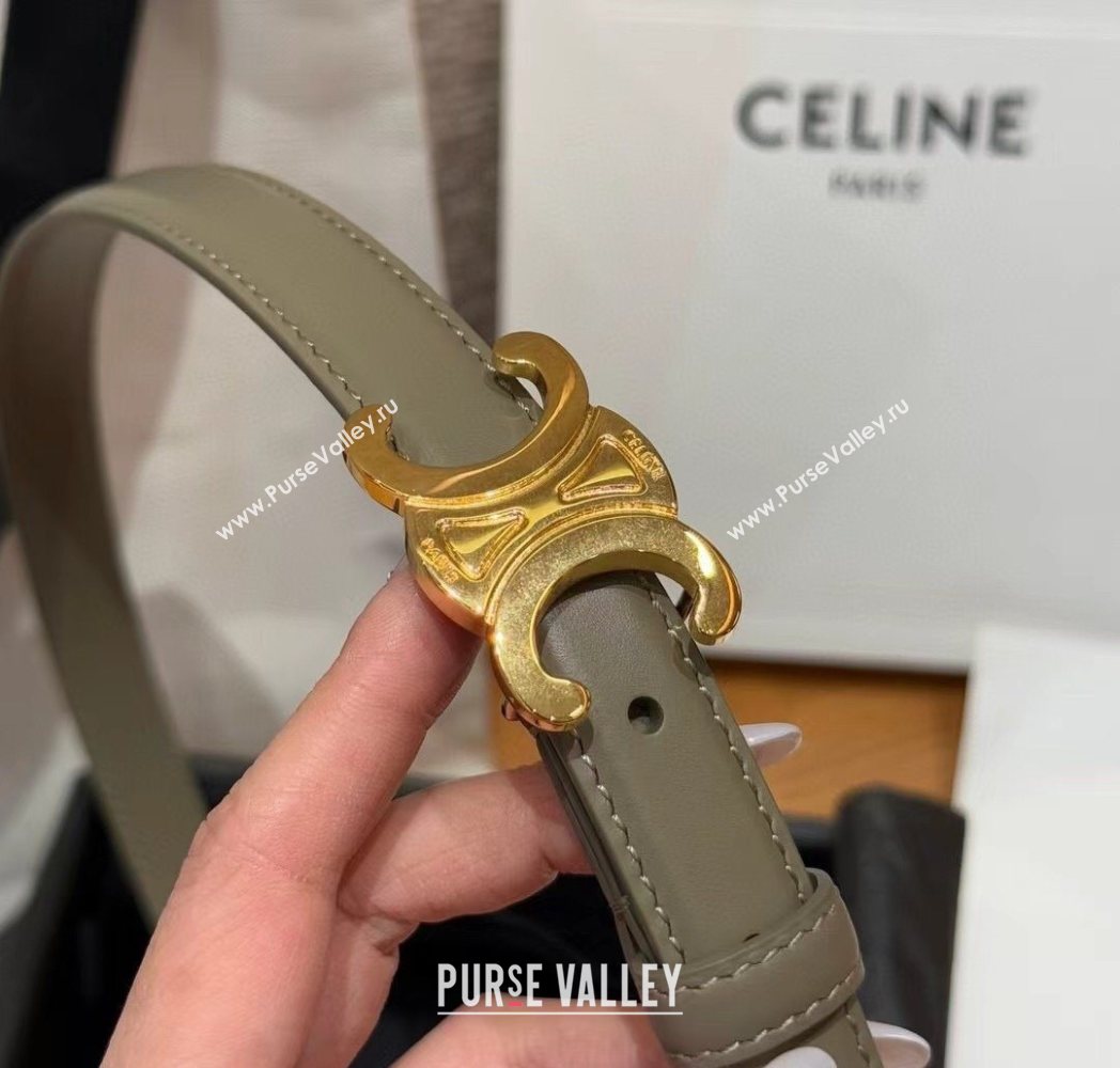 Celine Triomphe Supple Calfskin Leather Belt 1.8cm Green 2025 0911 (99-250911092)