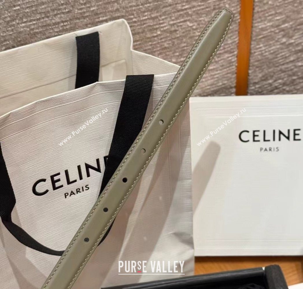 Celine Triomphe Supple Calfskin Leather Belt 1.8cm Green 2025 0911 (99-250911092)