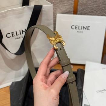Celine Triomphe Supple Calfskin Leather Belt 1.8cm Green 2025 0911 (99-250911092)
