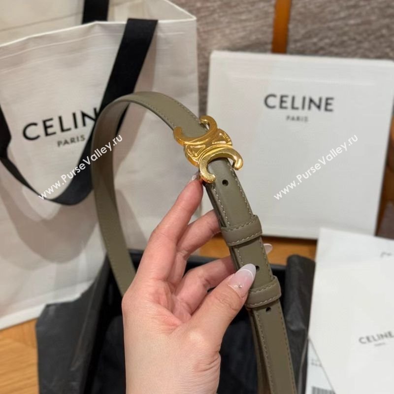 Celine Triomphe Supple Calfskin Leather Belt 1.8cm Green 2025 0911 (99-250911092)