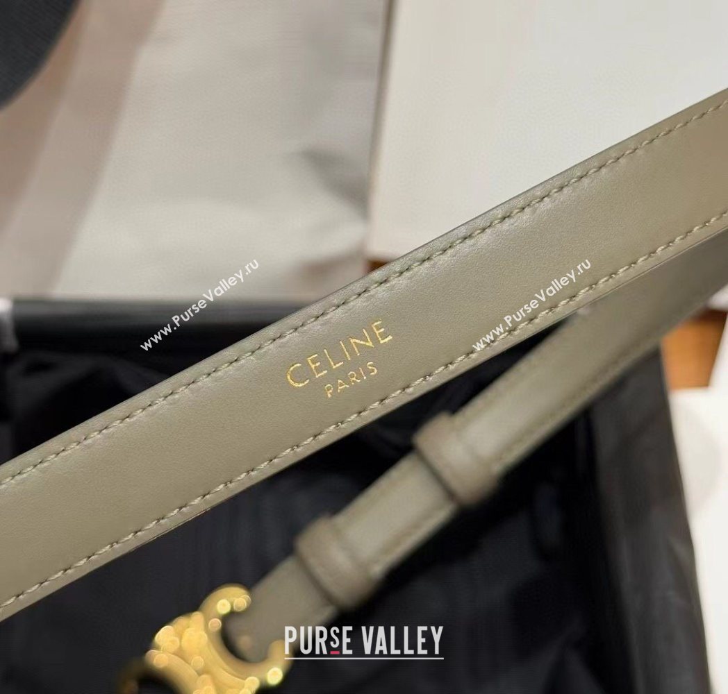 Celine Triomphe Supple Calfskin Leather Belt 1.8cm Green 2025 0911 (99-250911092)