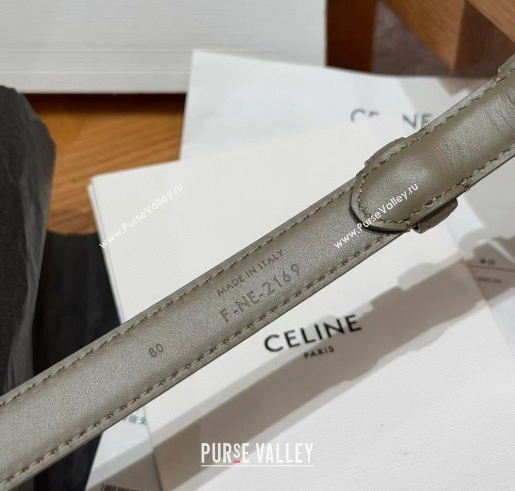 Celine Triomphe Supple Calfskin Leather Belt 1.8cm Green 2025 0911 (99-250911092)