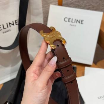 Celine Triomphe Supple Calfskin Leather Belt 2.5cm Dark Brown 2025 0911 (99-250911094)