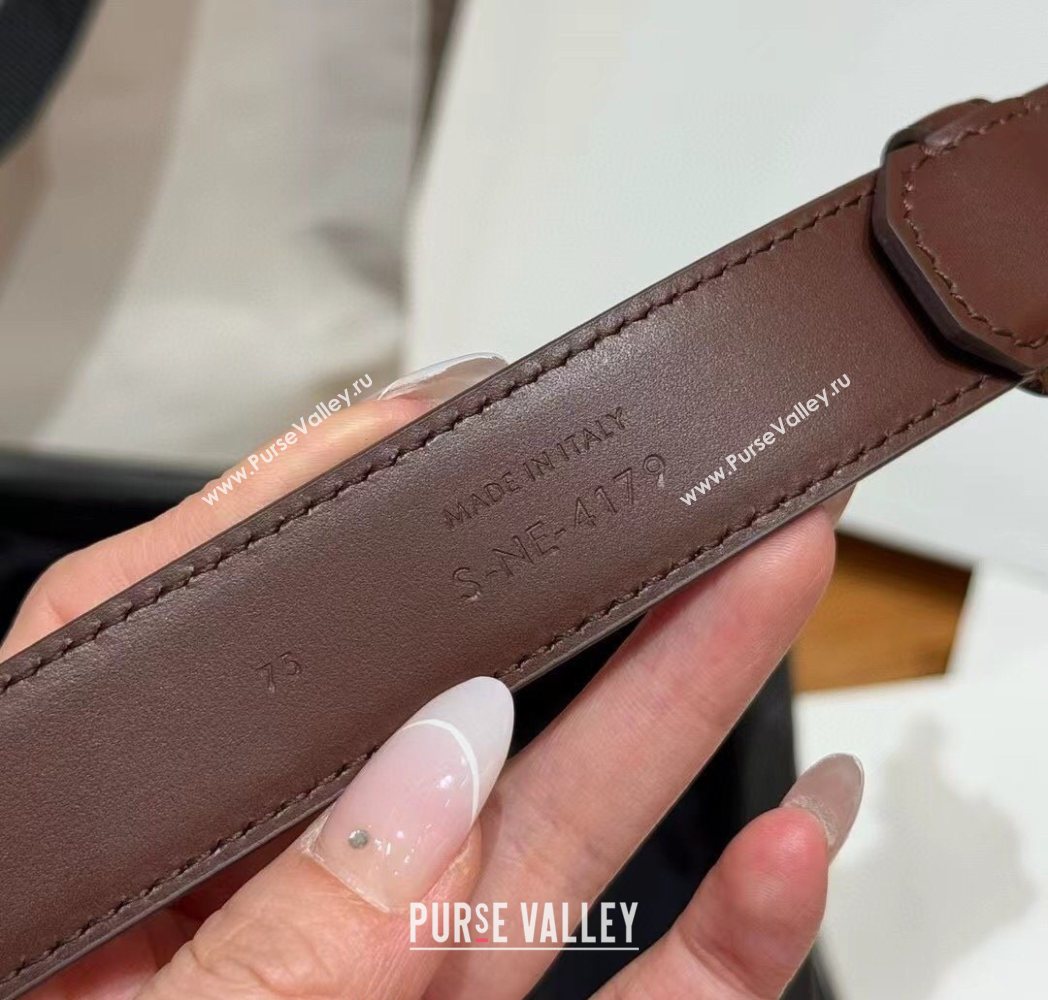 Celine Triomphe Supple Calfskin Leather Belt 2.5cm Dark Brown 2025 0911 (99-250911094)