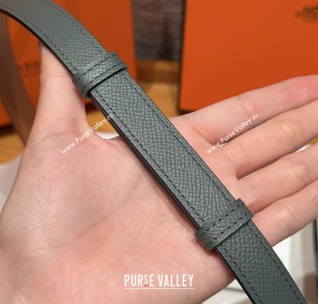 Hermes Hunter Calfskin Leather Belt 1.8cm with Kelly Buckle Grey/Silver 2025 HS091202 (99-250912034)