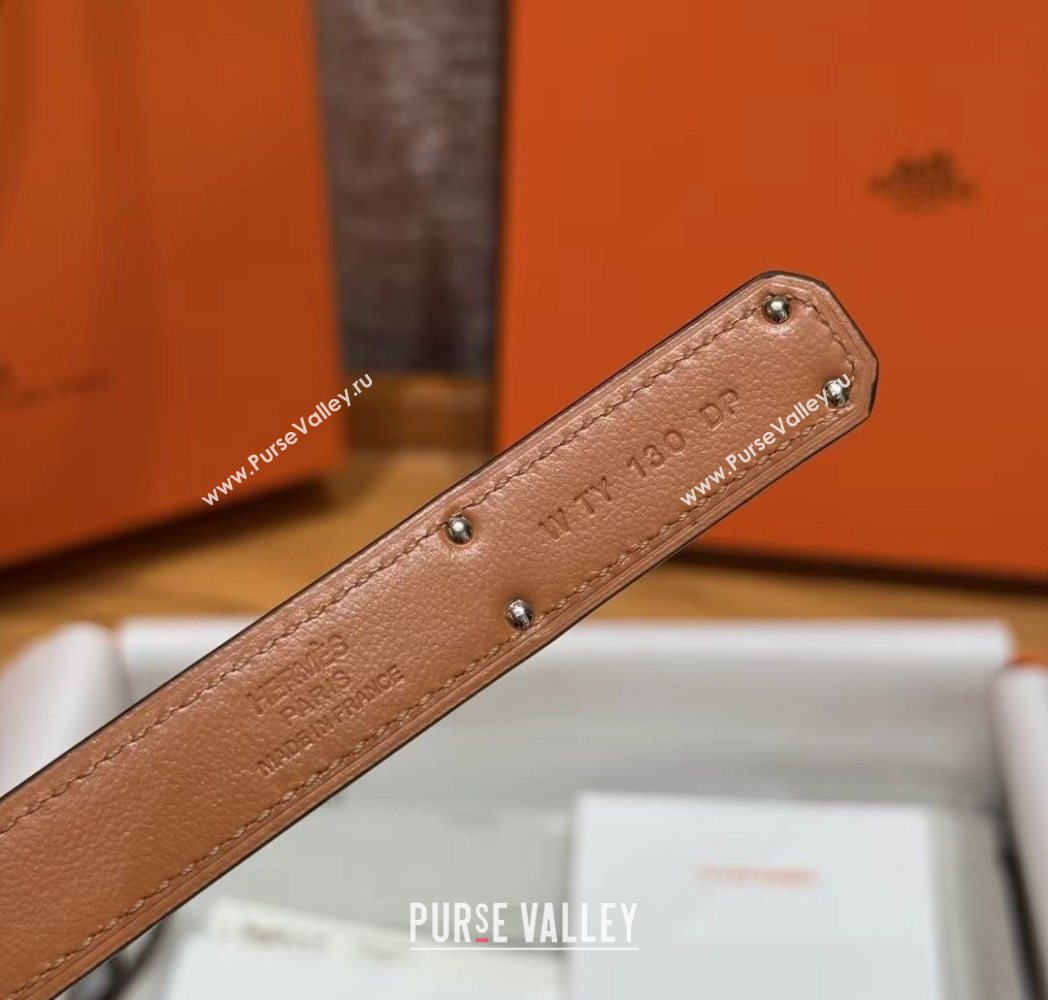 Hermes Hunter Calfskin Leather Belt 1.8cm with Kelly Buckle Grey/Silver 2025 HS091202 (99-250912034)