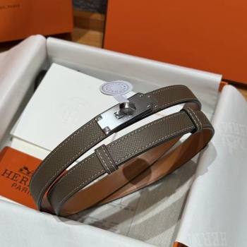 Hermes Hunter Calfskin Leather Belt 1.8cm with Kelly Buckle Grey2 2025 HS091202 (99-250912035)