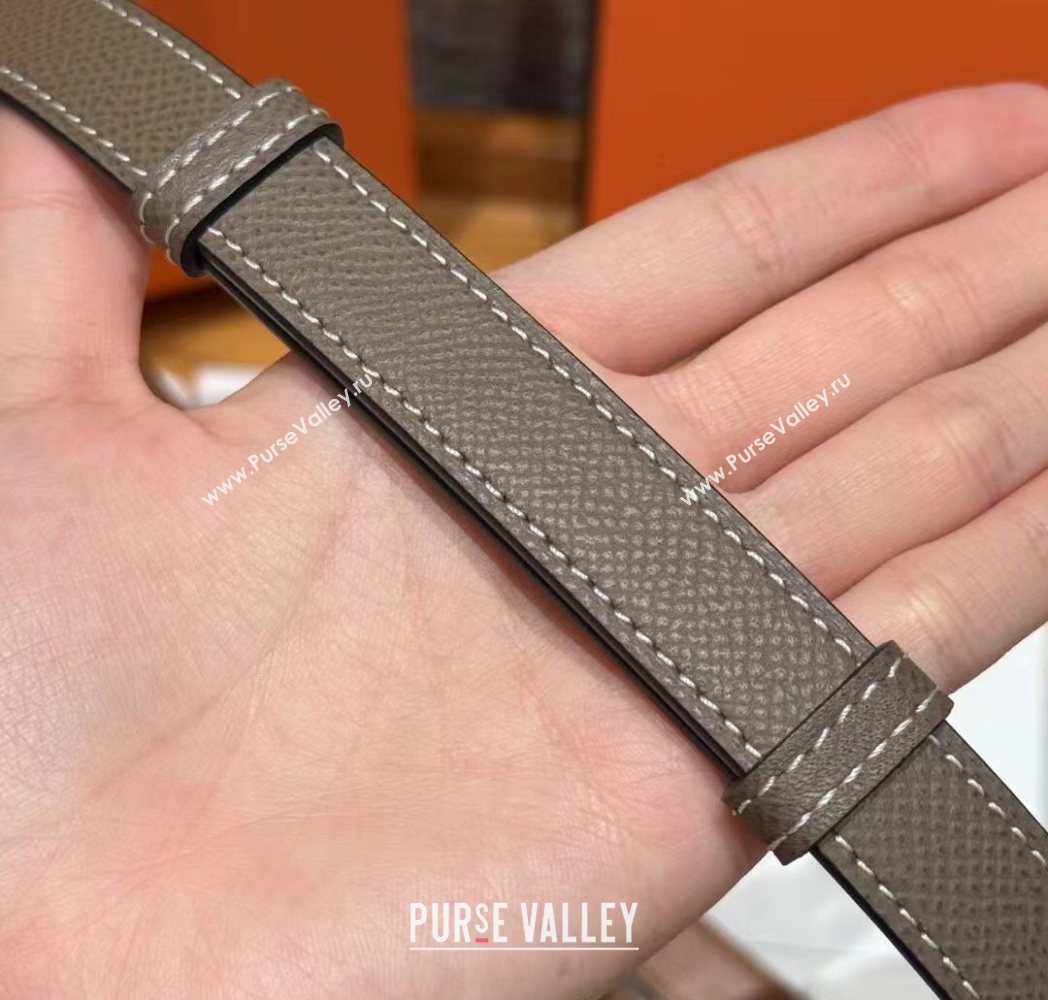 Hermes Hunter Calfskin Leather Belt 1.8cm with Kelly Buckle Grey2 2025 HS091202 (99-250912035)