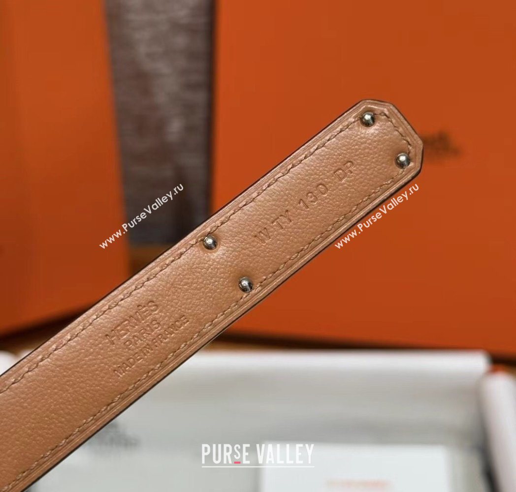Hermes Hunter Calfskin Leather Belt 1.8cm with Kelly Buckle Grey2 2025 HS091202 (99-250912035)