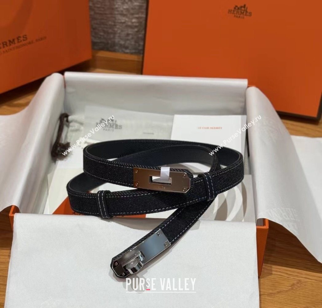 Hermes Denim Belt 1.8cm with Kelly Buckle Dark Blue 2025 HS091202 (99-250912036)