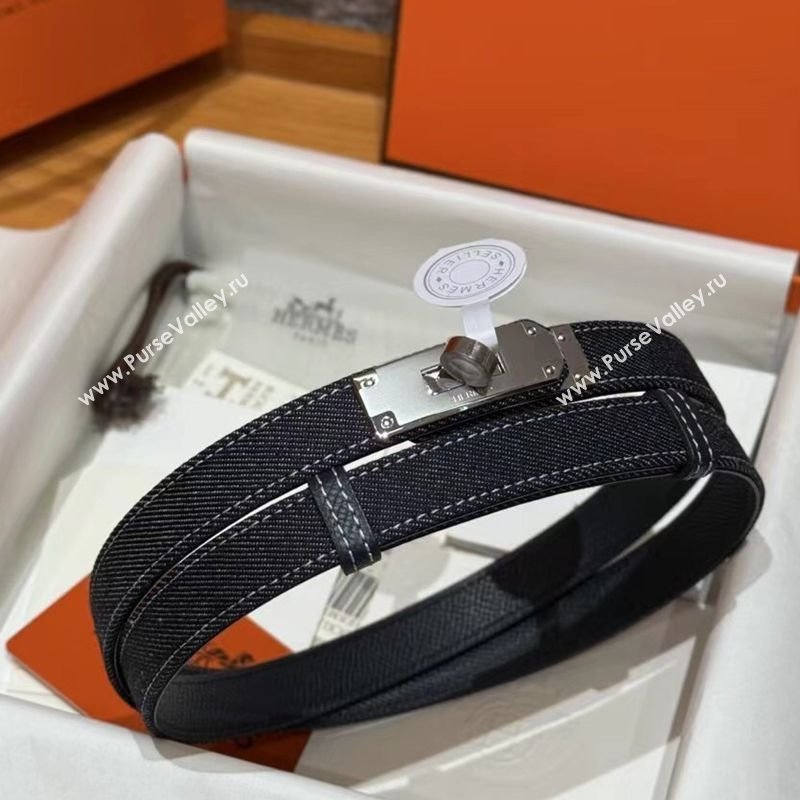 Hermes Denim Belt 1.8cm with Kelly Buckle Dark Blue 2025 HS091202 (99-250912036)
