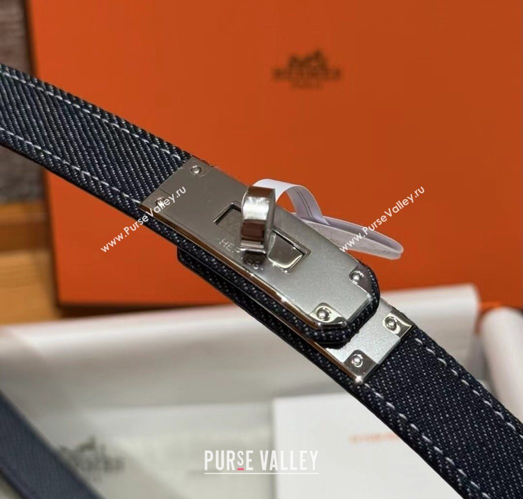 Hermes Denim Belt 1.8cm with Kelly Buckle Dark Blue 2025 HS091202 (99-250912036)