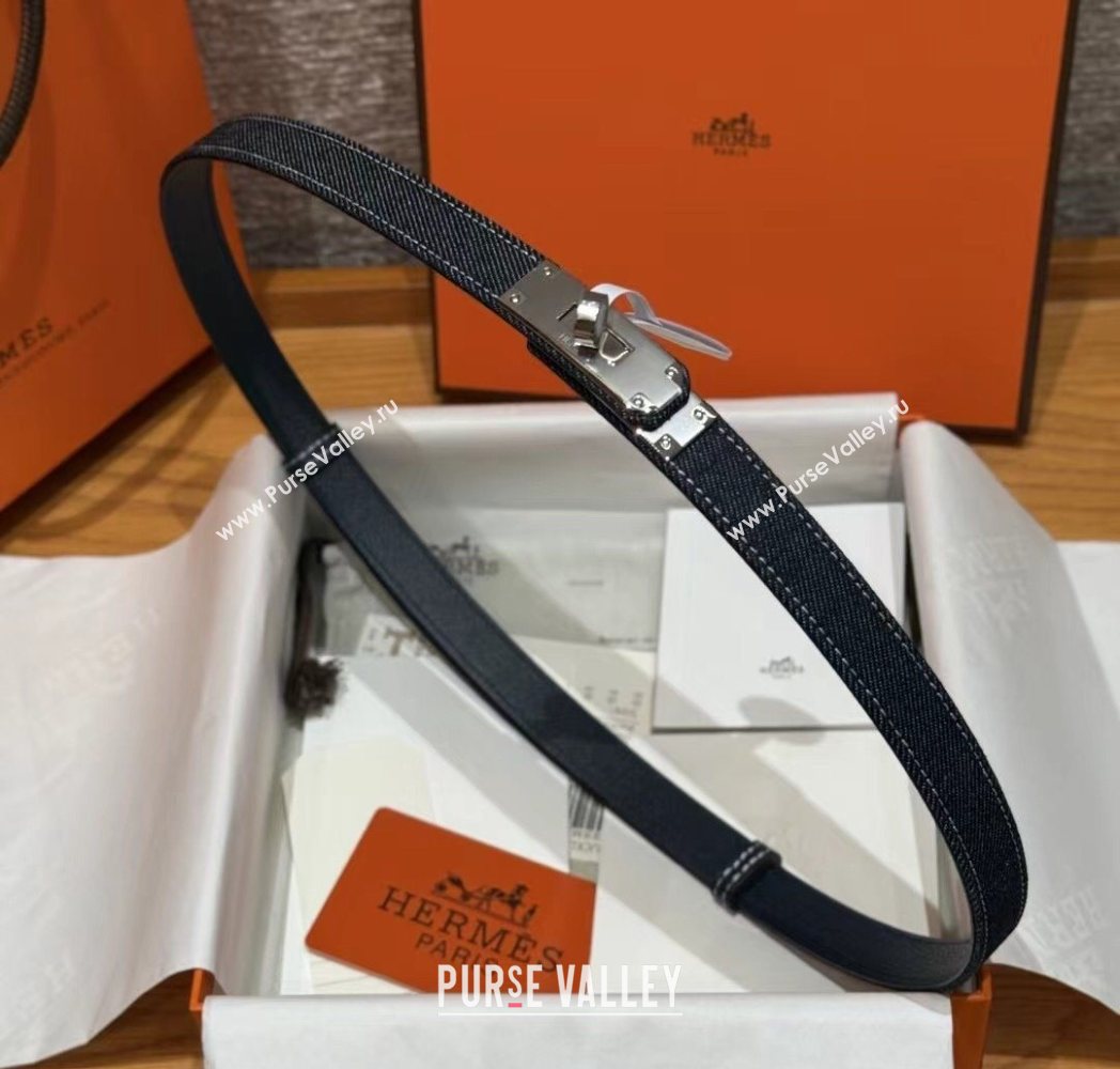 Hermes Denim Belt 1.8cm with Kelly Buckle Dark Blue 2025 HS091202 (99-250912036)