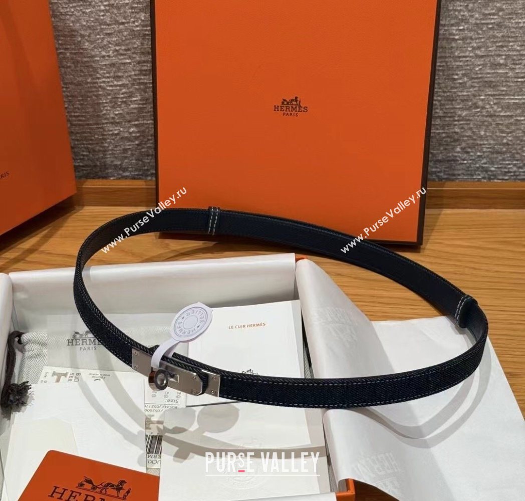 Hermes Denim Belt 1.8cm with Kelly Buckle Dark Blue 2025 HS091202 (99-250912036)