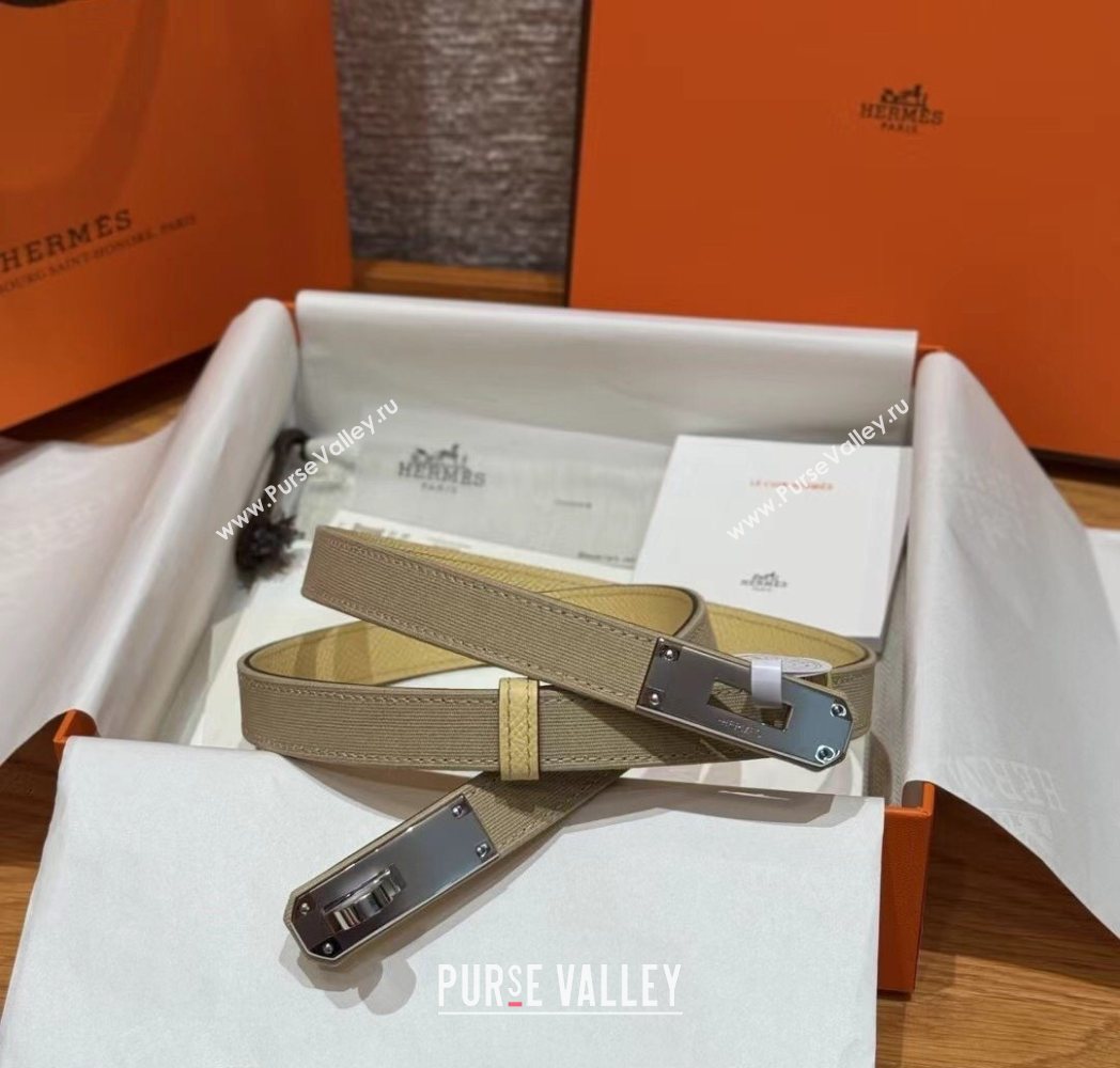 Hermes Canvas Belt 1.8cm with Kelly Buckle Beige 2025 HS091202 (99-250912037)
