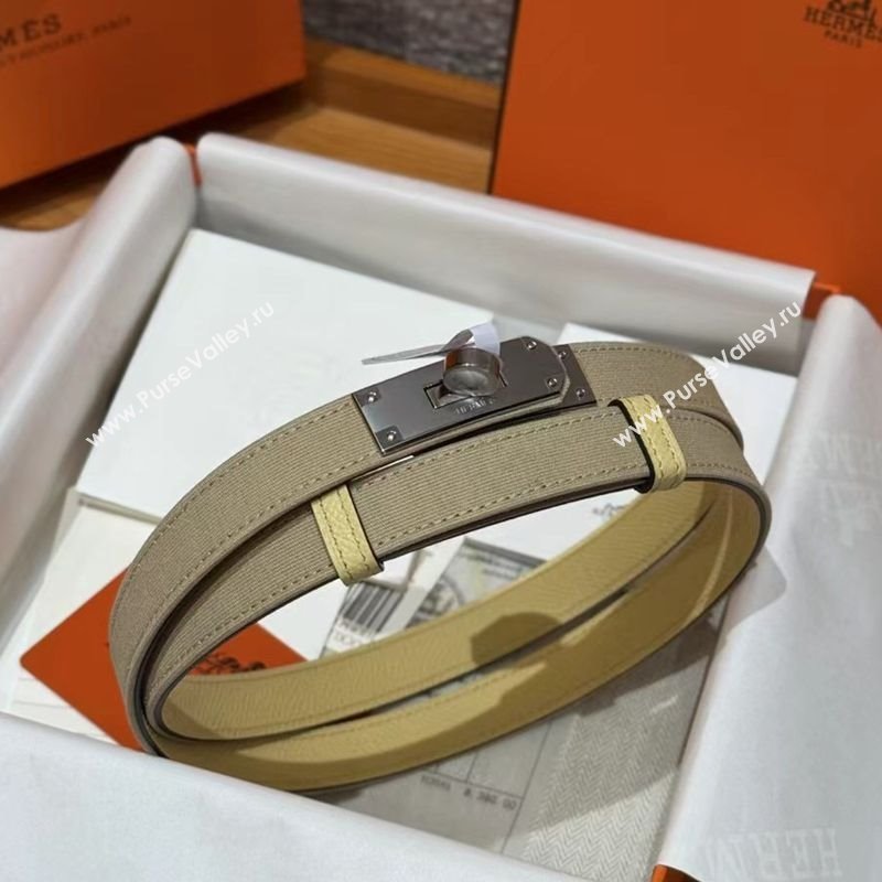 Hermes Canvas Belt 1.8cm with Kelly Buckle Beige 2025 HS091202 (99-250912037)