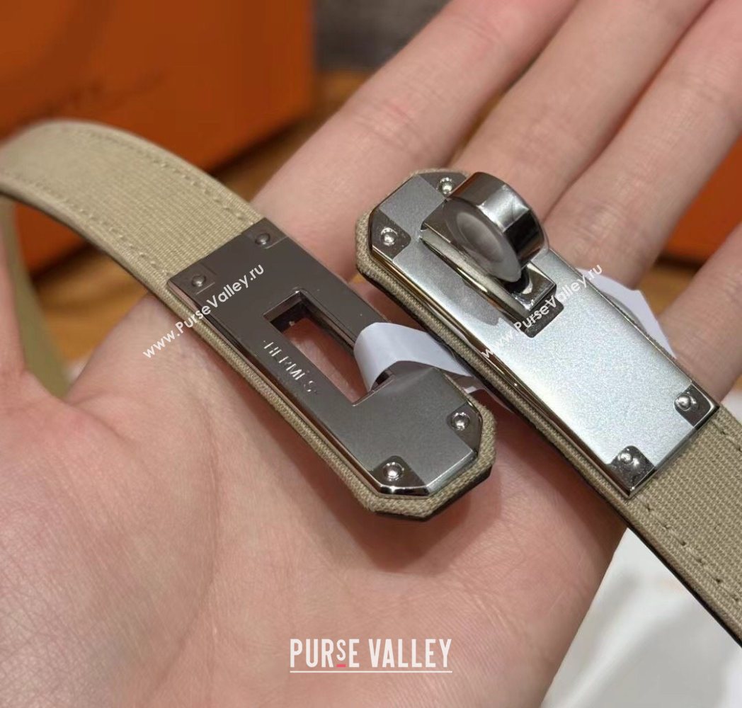 Hermes Canvas Belt 1.8cm with Kelly Buckle Beige 2025 HS091202 (99-250912037)