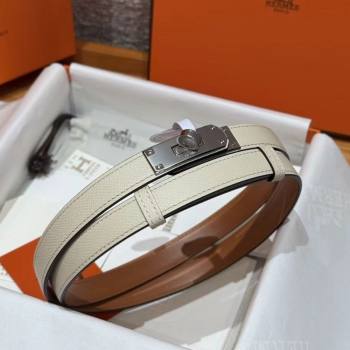 Hermes Hunter Calfskin Leather Belt 1.8cm with Kelly Buckle White 2025 HS091202 (99-250912038)