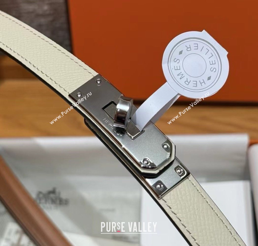 Hermes Hunter Calfskin Leather Belt 1.8cm with Kelly Buckle White 2025 HS091202 (99-250912038)