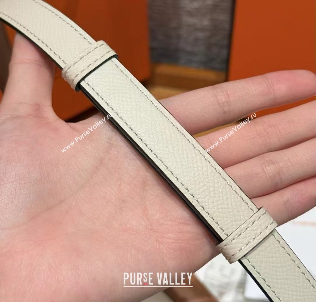 Hermes Hunter Calfskin Leather Belt 1.8cm with Kelly Buckle White 2025 HS091202 (99-250912038)