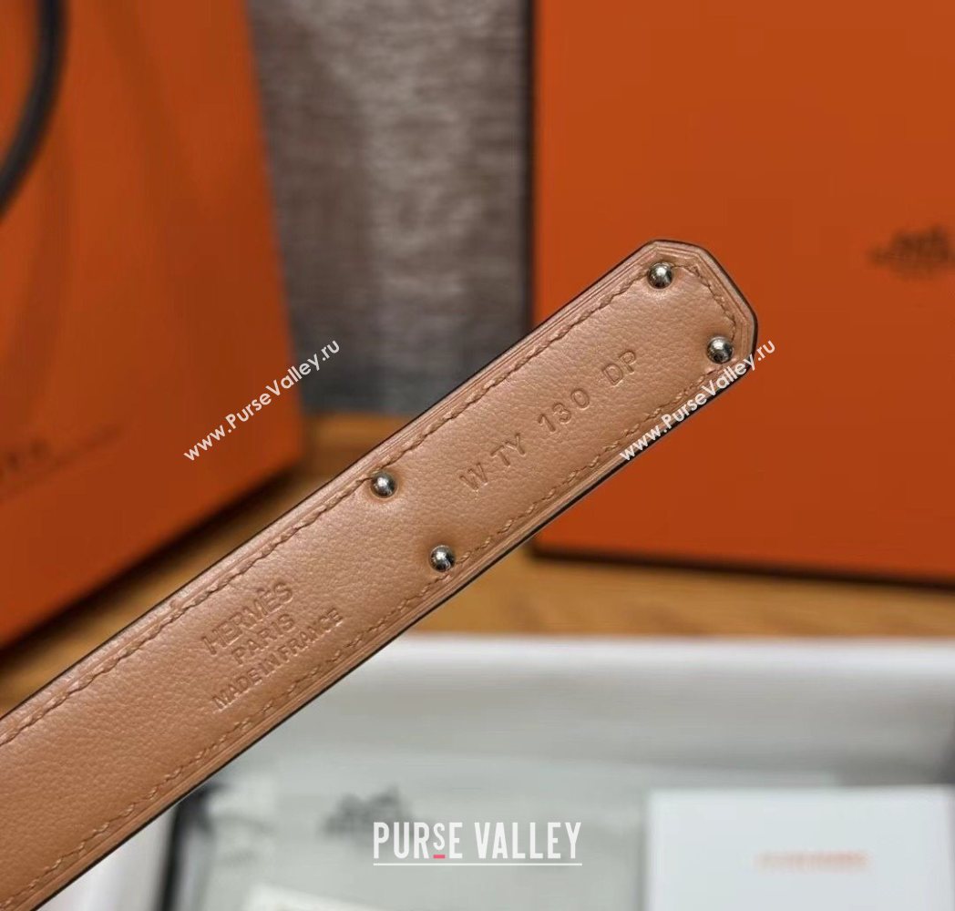Hermes Hunter Calfskin Leather Belt 1.8cm with Kelly Buckle White 2025 HS091202 (99-250912038)