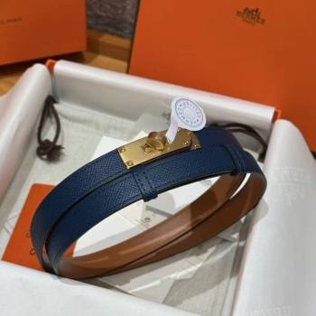 Hermes Hunter Calfskin Leather Belt 1.8cm with Kelly Buckle Dark Blue 2025 HS091202 (99-250912040)