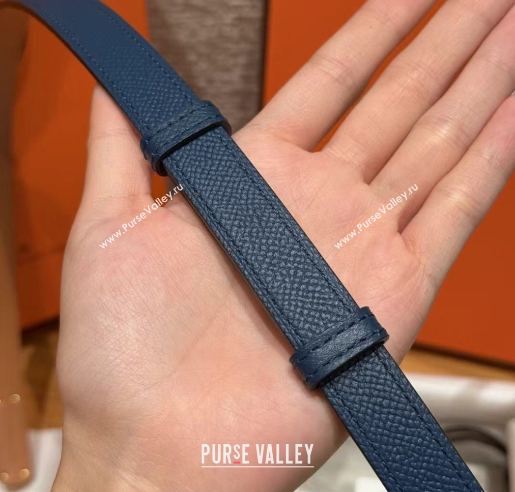 Hermes Hunter Calfskin Leather Belt 1.8cm with Kelly Buckle Dark Blue 2025 HS091202 (99-250912040)