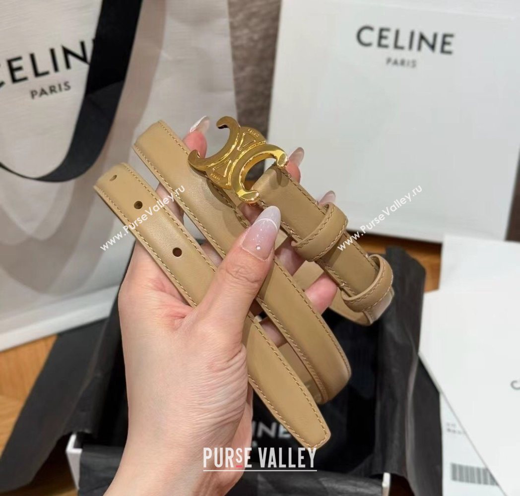 Celine Triomphe Supple Calfskin Leather Belt 1.8cm Beige 2025 0911 (99-250911090)