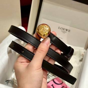 Loewe Pebble Belt 1.5cm in Smooth Leather Black/Gold 2025 LW091201 (99-250912052)