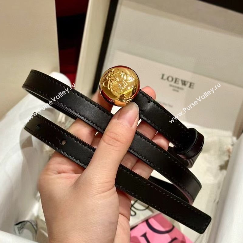 Loewe Pebble Belt 1.5cm in Smooth Leather Black/Gold 2025 LW091201 (99-250912052)