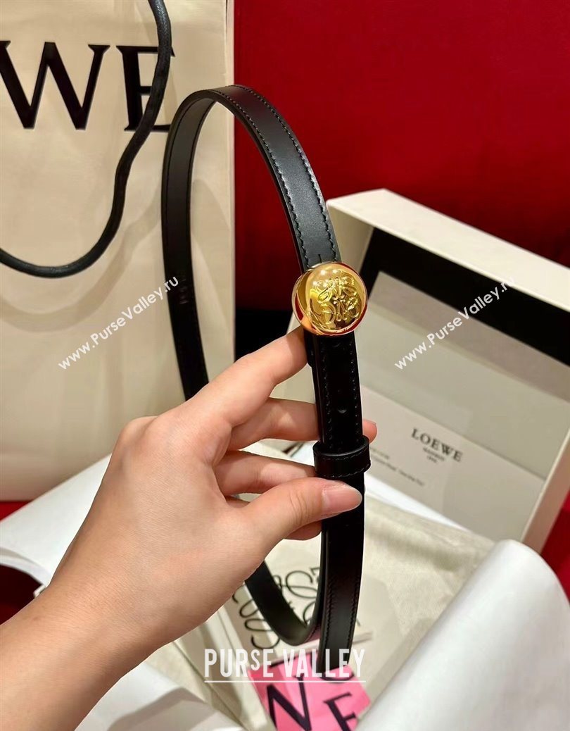 Loewe Pebble Belt 1.5cm in Smooth Leather Black/Gold 2025 LW091201 (99-250912052)