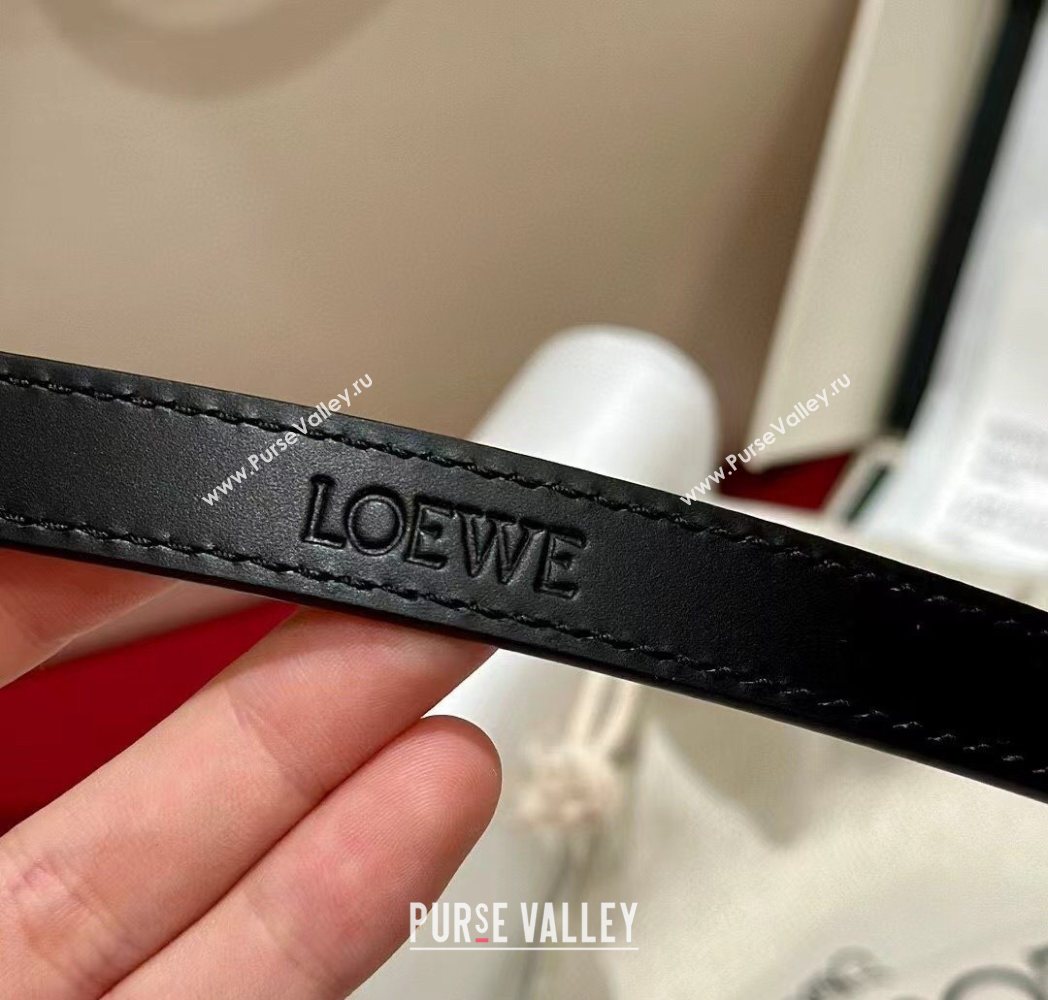 Loewe Pebble Belt 1.5cm in Smooth Leather Black/Gold 2025 LW091201 (99-250912052)