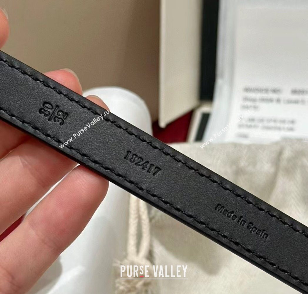 Loewe Pebble Belt 1.5cm in Smooth Leather Black/Gold 2025 LW091201 (99-250912052)