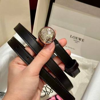 Loewe Pebble Belt 1.5cm in Smooth Leather Black/Silver 2025 LW091201 (99-250912053)