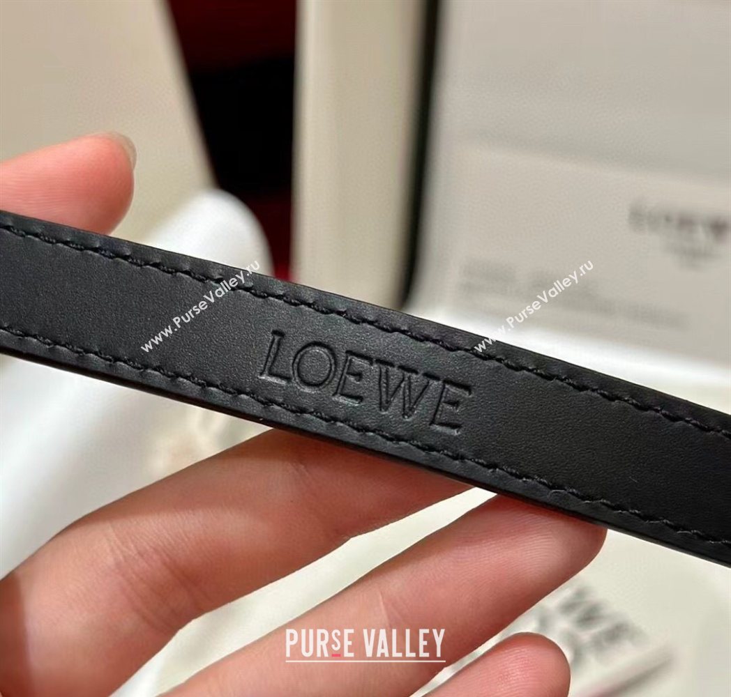 Loewe Pebble Belt 1.5cm in Smooth Leather Black/Silver 2025 LW091201 (99-250912053)