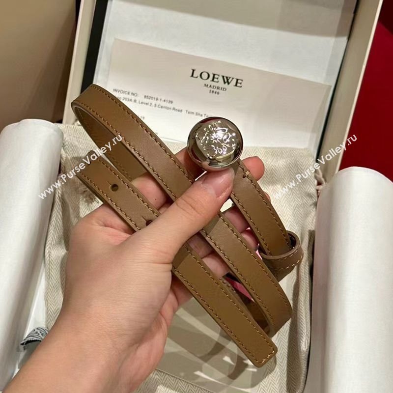 Loewe Pebble Belt 1.5cm in Smooth Leather Beige/Silver 2025 LW091201 (99-250912054)