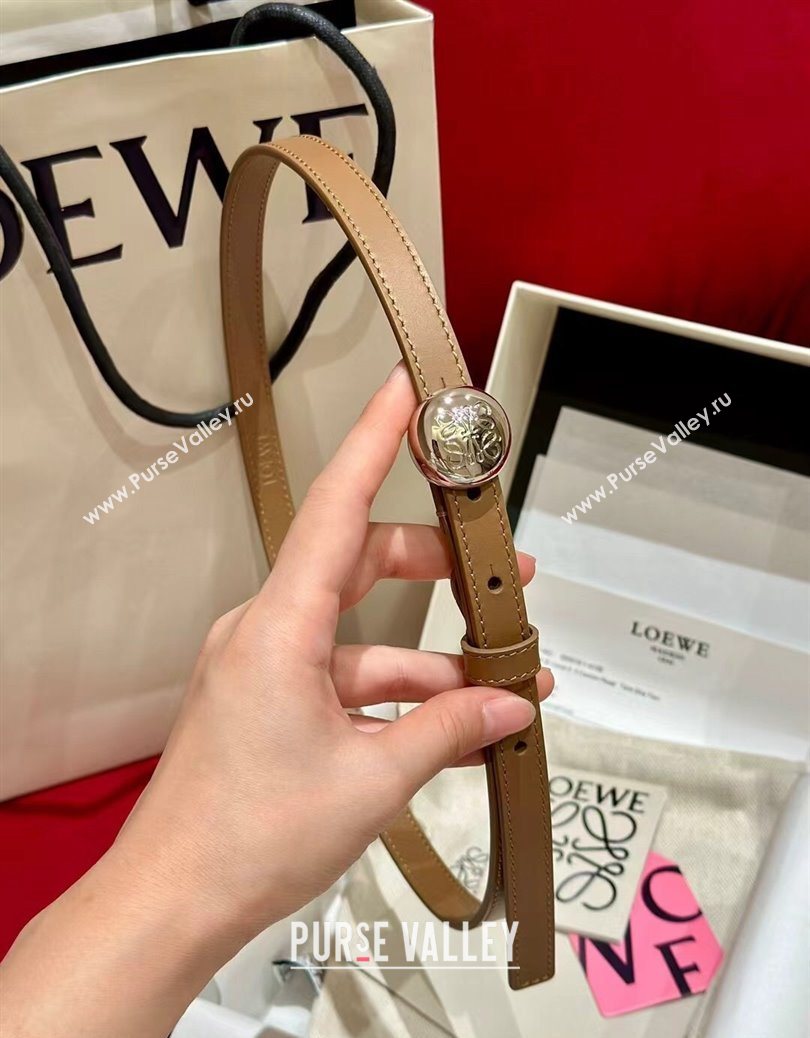 Loewe Pebble Belt 1.5cm in Smooth Leather Beige/Silver 2025 LW091201 (99-250912054)