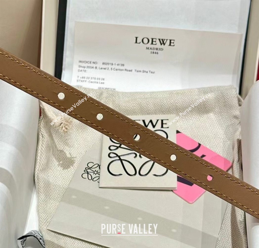 Loewe Pebble Belt 1.5cm in Smooth Leather Beige/Silver 2025 LW091201 (99-250912054)