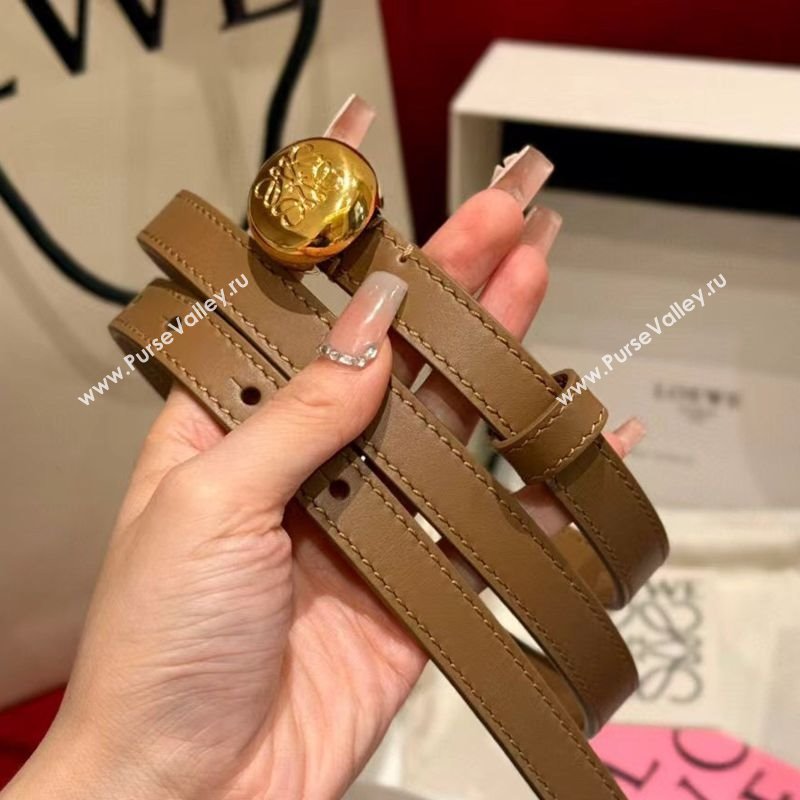 Loewe Pebble Belt 1.5cm in Smooth Leather Beige/Gold 2025 LW091201 (99-250912055)