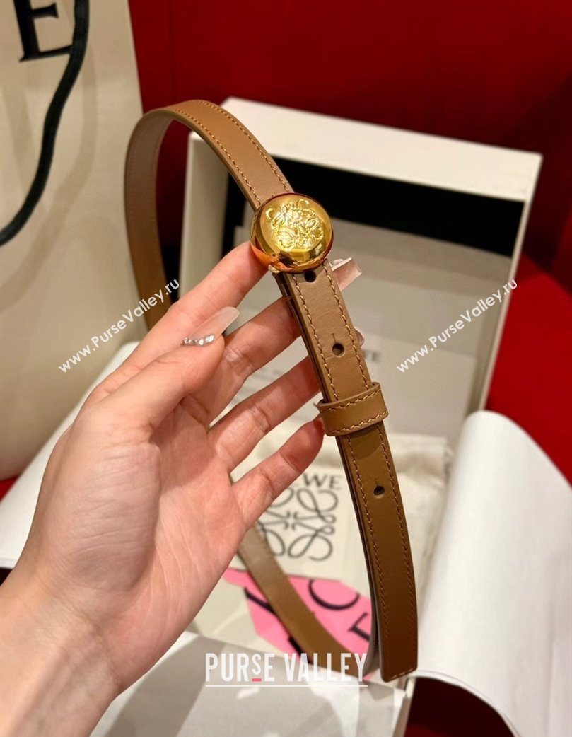 Loewe Pebble Belt 1.5cm in Smooth Leather Beige/Gold 2025 LW091201 (99-250912055)