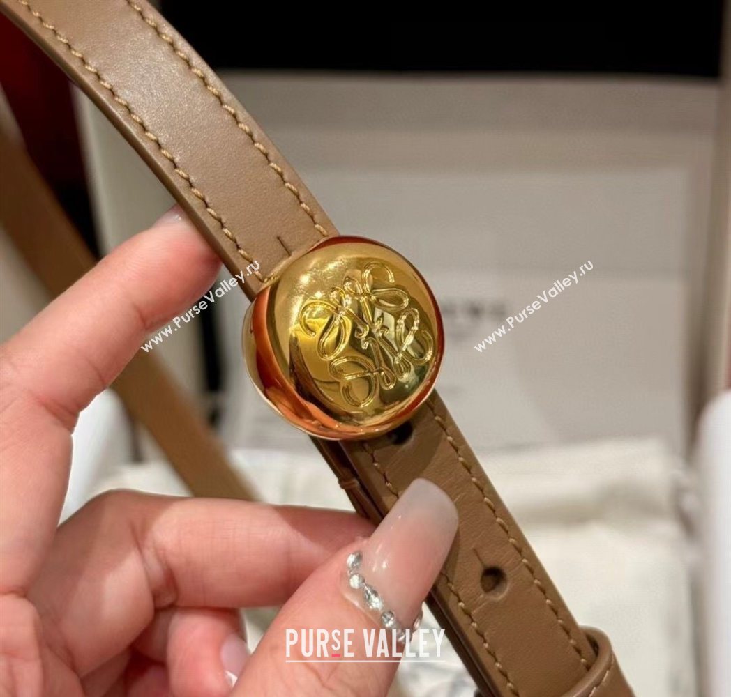 Loewe Pebble Belt 1.5cm in Smooth Leather Beige/Gold 2025 LW091201 (99-250912055)